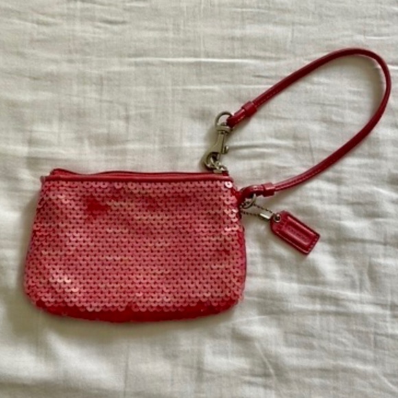 Coach Pink Sequin Wristlet - Picture 2 of 3